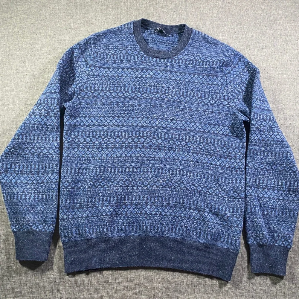 GAP‎ Men Blue Fair Isle Pattern Crewneck Sweater Size M Lightweight